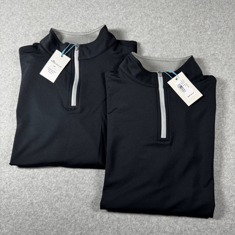 Lot of 2 Peter Millar Quarter Zip Pullovers Youth XL Black NWT Subway Patch - Picture 2 of 10